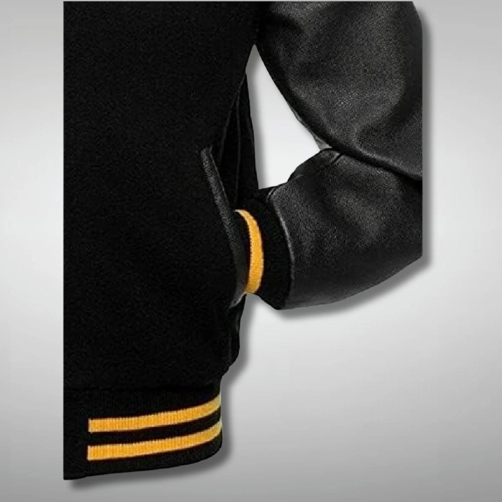 Unisex Black Varsity Bomber Jacket