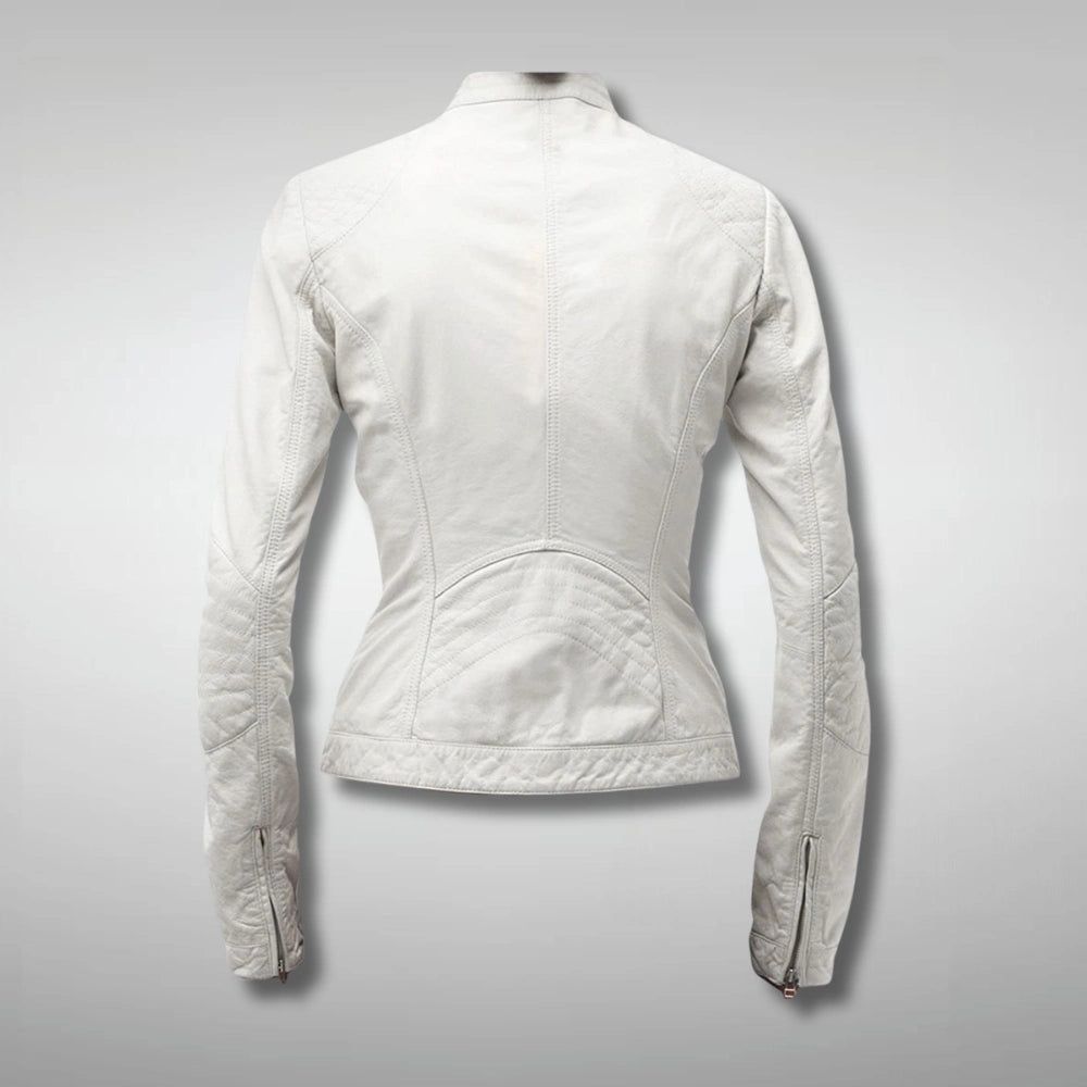 Women's White Leather Jacket