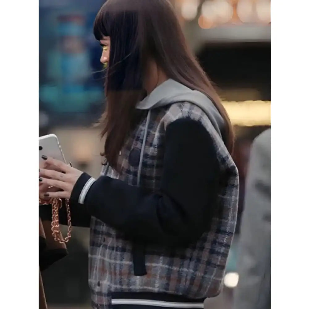 Thalia Besson Genevieve plaid bomber jacket
