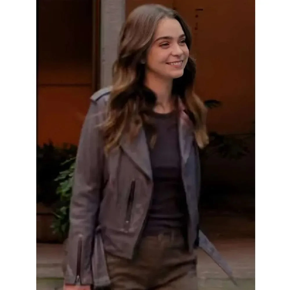 Macarena Garcia Romero black biker jacket
