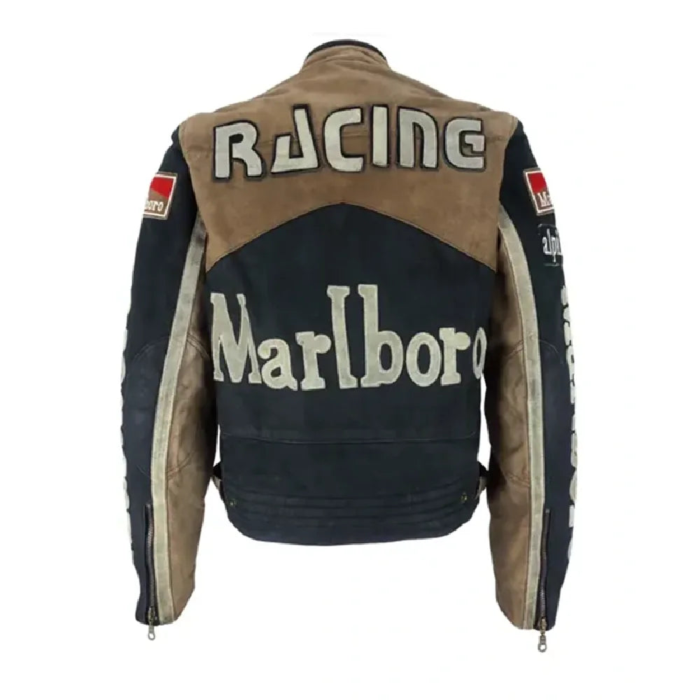 Marlboro Racing 1990s Motorcycle Black and Brown Jacket