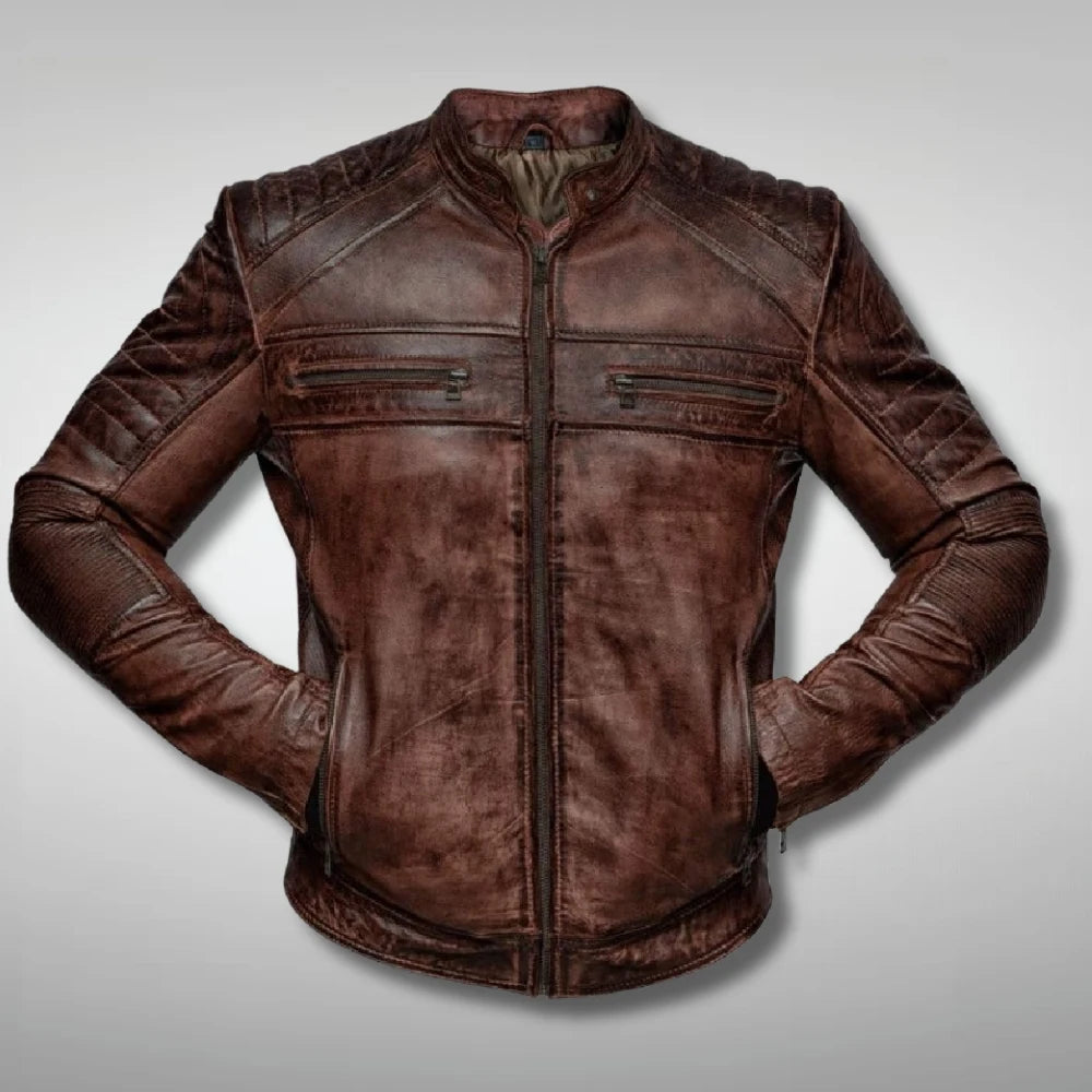 Brown Distressed Biker Jacket