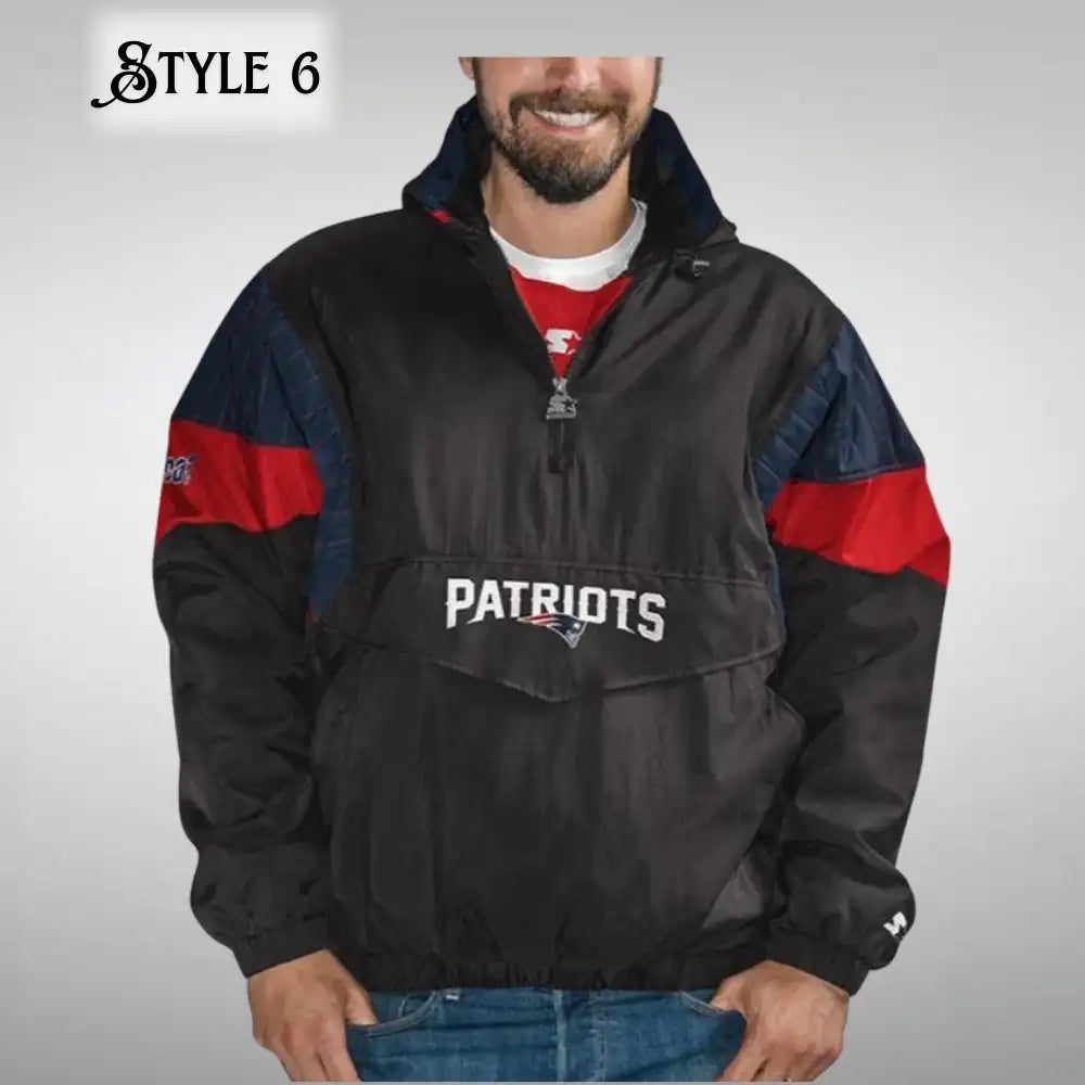 Black New England Patriots Pullover Jacket