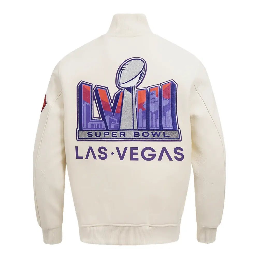 NFL Superbowl LVIII Wool Varsity White Jacket
