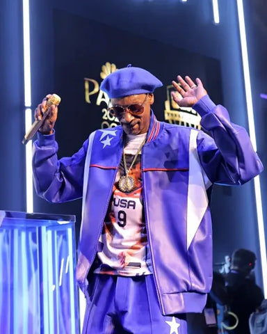 Snoop Dogg Paris Olympics 2024 Purple Bomber jacket