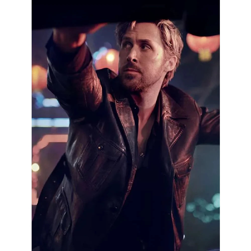 Ryan Gosling black leather jacket 2024