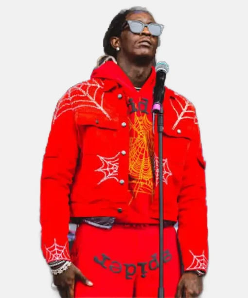 American-Rapper-Spider-X-Worldwide-Young-Thug-Spider-Denim-Jacket-Red