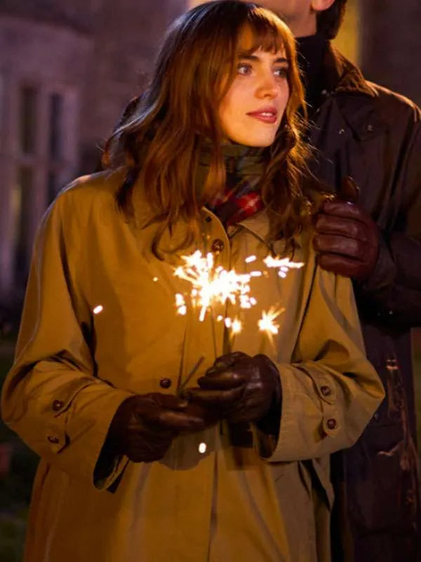 Beige coat with viscose lining inspired by Rivals Season 2