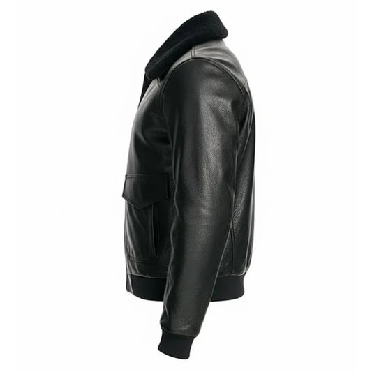 Classic Black Fur Bomber Jacket