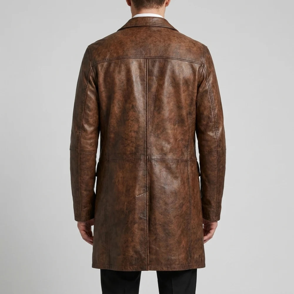 Dwayne Johnson Red Notice Brown Leather Coat