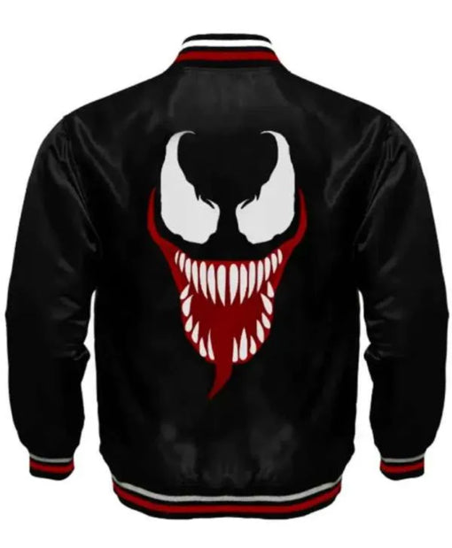 Halloween Venom Black Satin Bomber Jacket