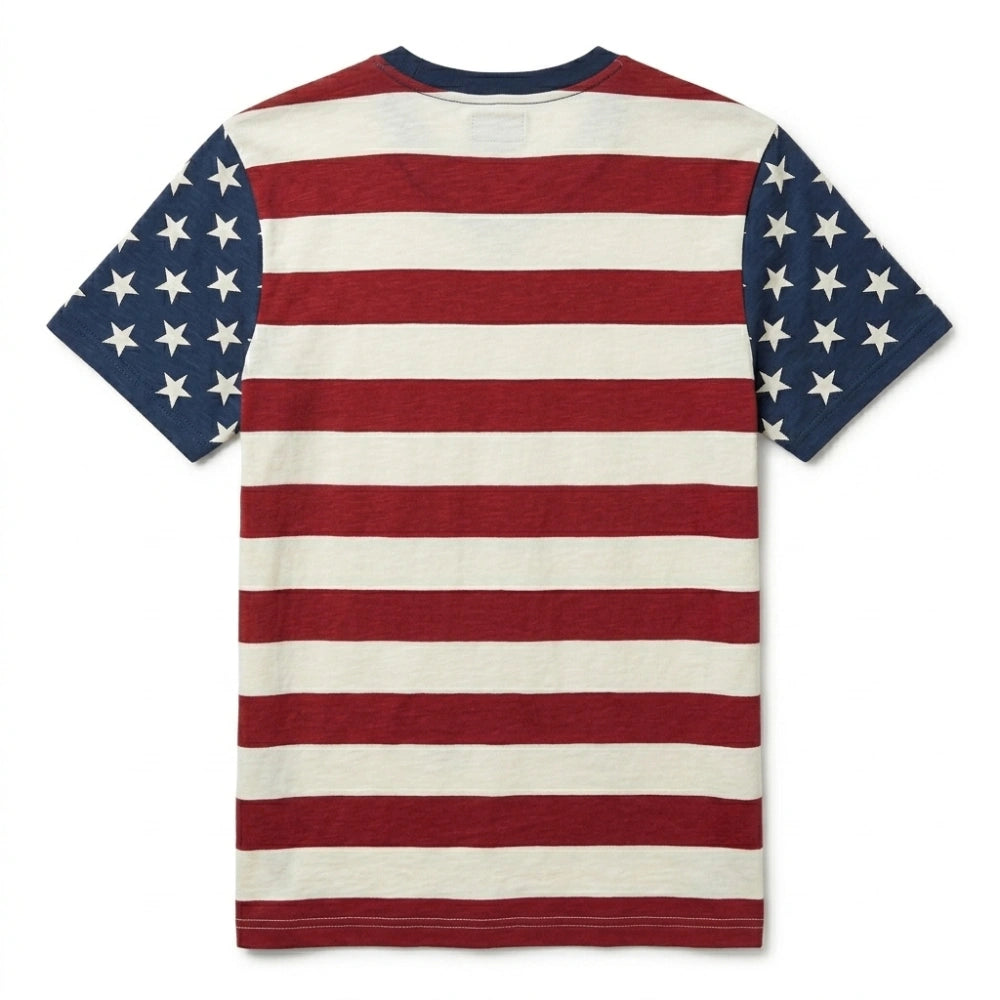 Independence Day 2026 USA Flag Striped T-Shirt
