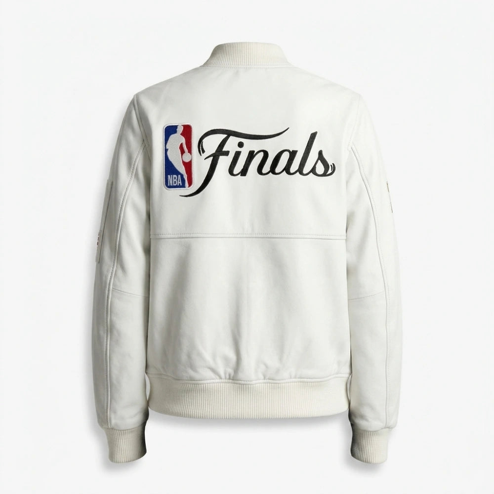 NY Knicks 2026 Finals Champions Team White Leather Jacket