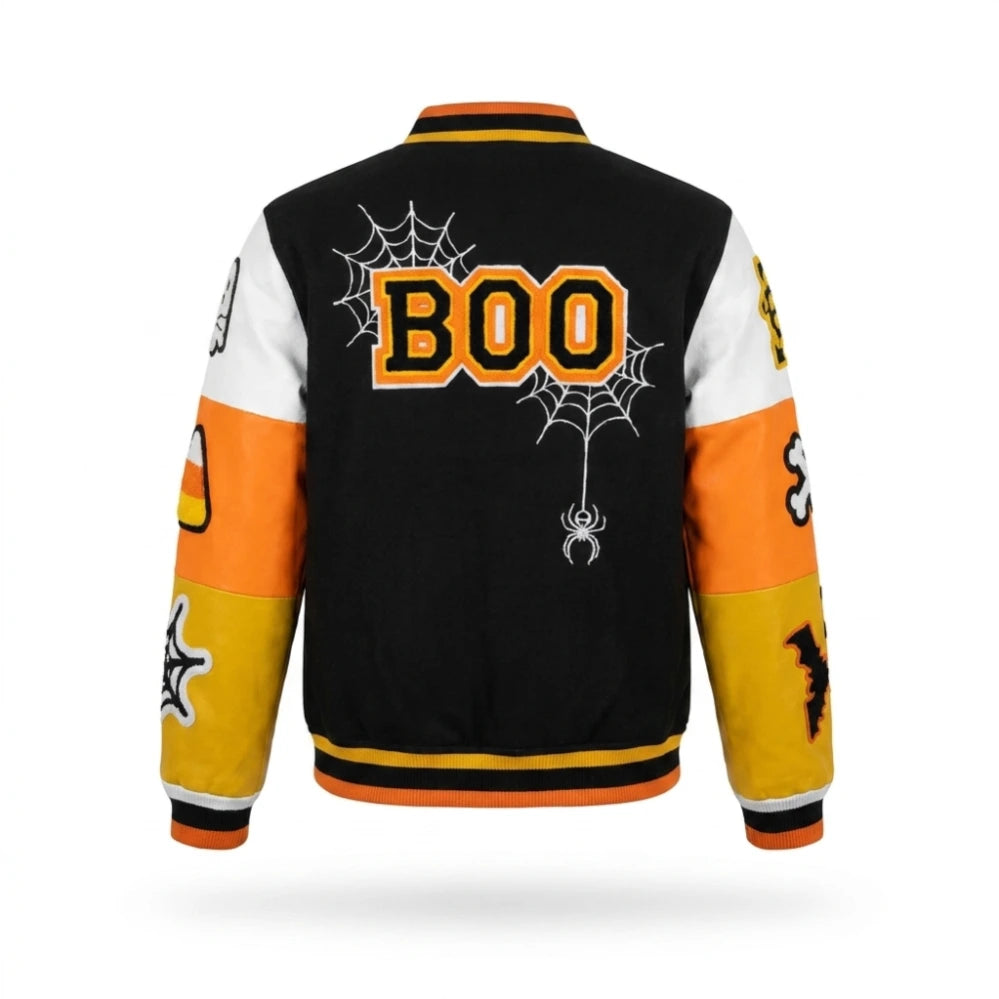 Halloween Boo Patches Varsity Jacket