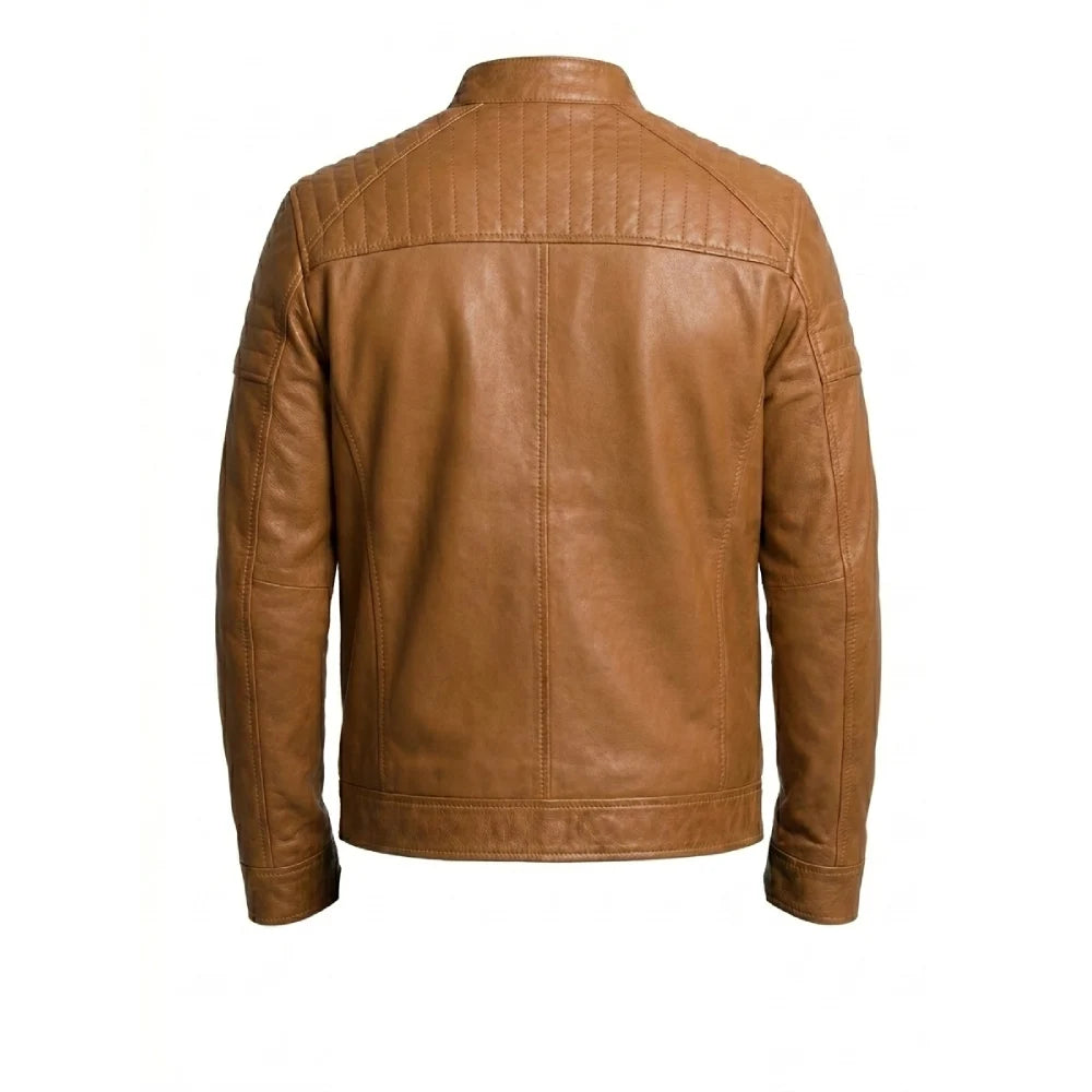 Shop mens casual tan brown leather jacket