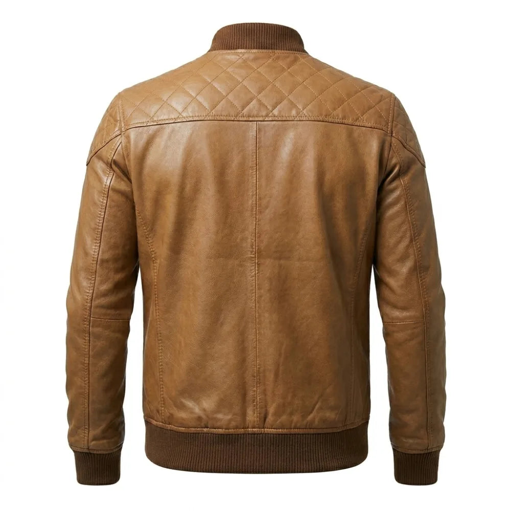 Shop mens tan brown sheepskin bomber jacket