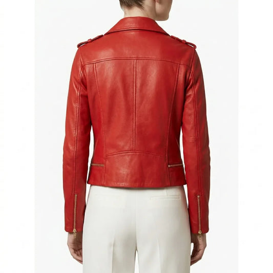 Shop women red motorcycle jacket online