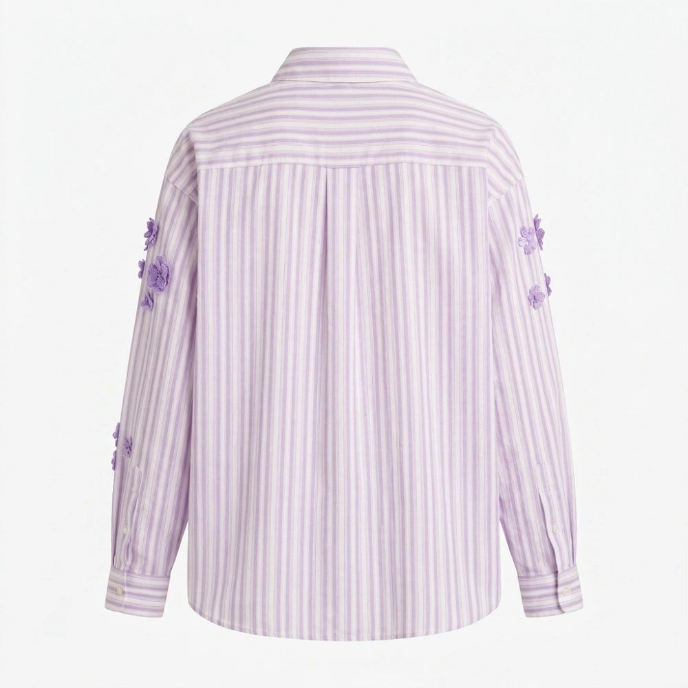 The Cheap Seats S6 Melanie Sequin Floral Striped Shirt