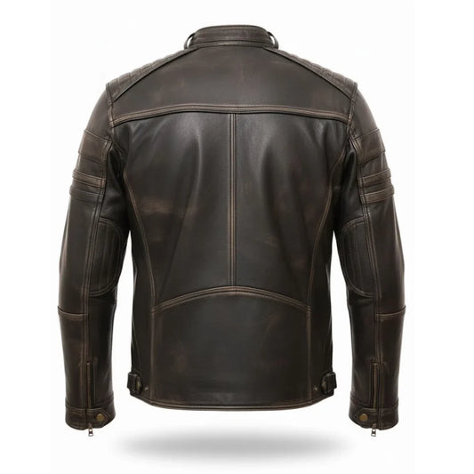 Vintage Brown Leather Motorcycle Jacket