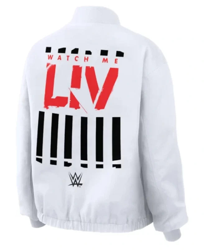 Liv Morgan 2026 Watch Me LIV White Denim Bomber Jacket