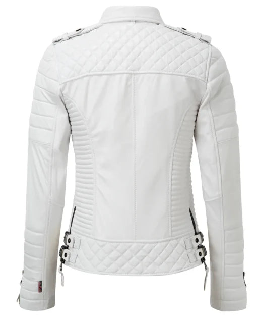 Magnuson White Leather Biker Jacket