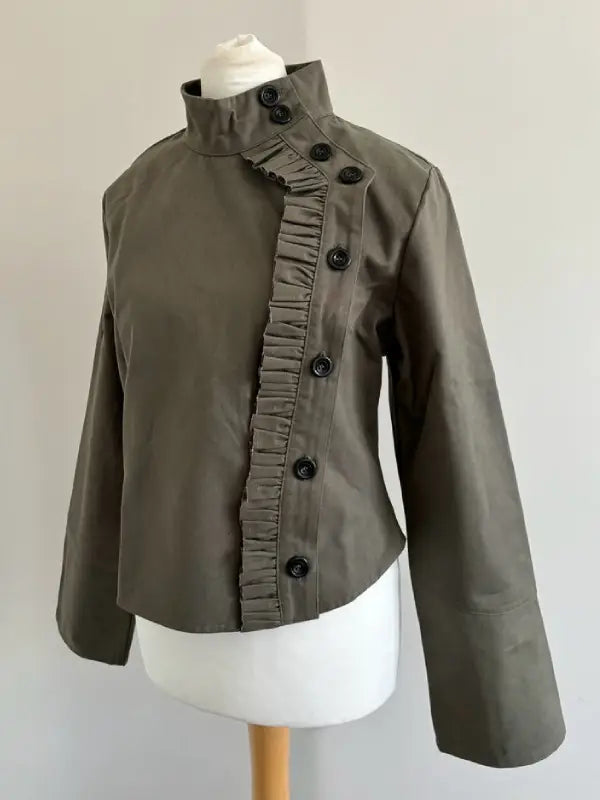 Womens-Frill-Fencing-Jacket-Khaki-Green