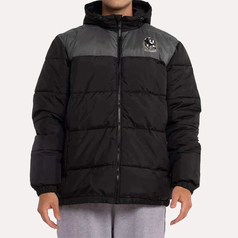 Collingwood black hooded puffer jacket unisex

