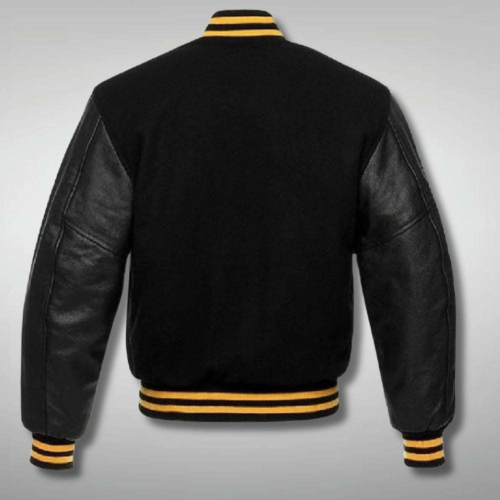 Black And Yellow Stripes Bomber Jacket