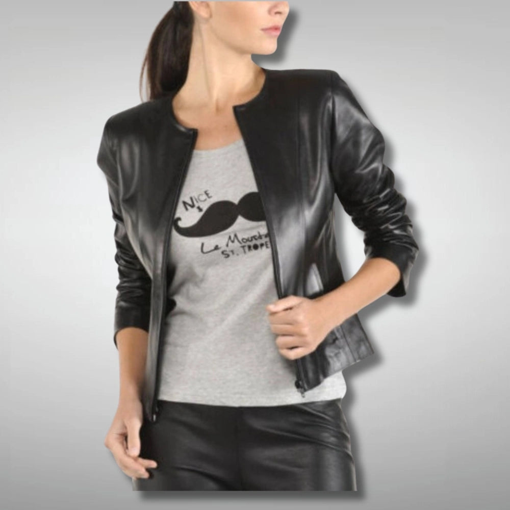 collarless jacket