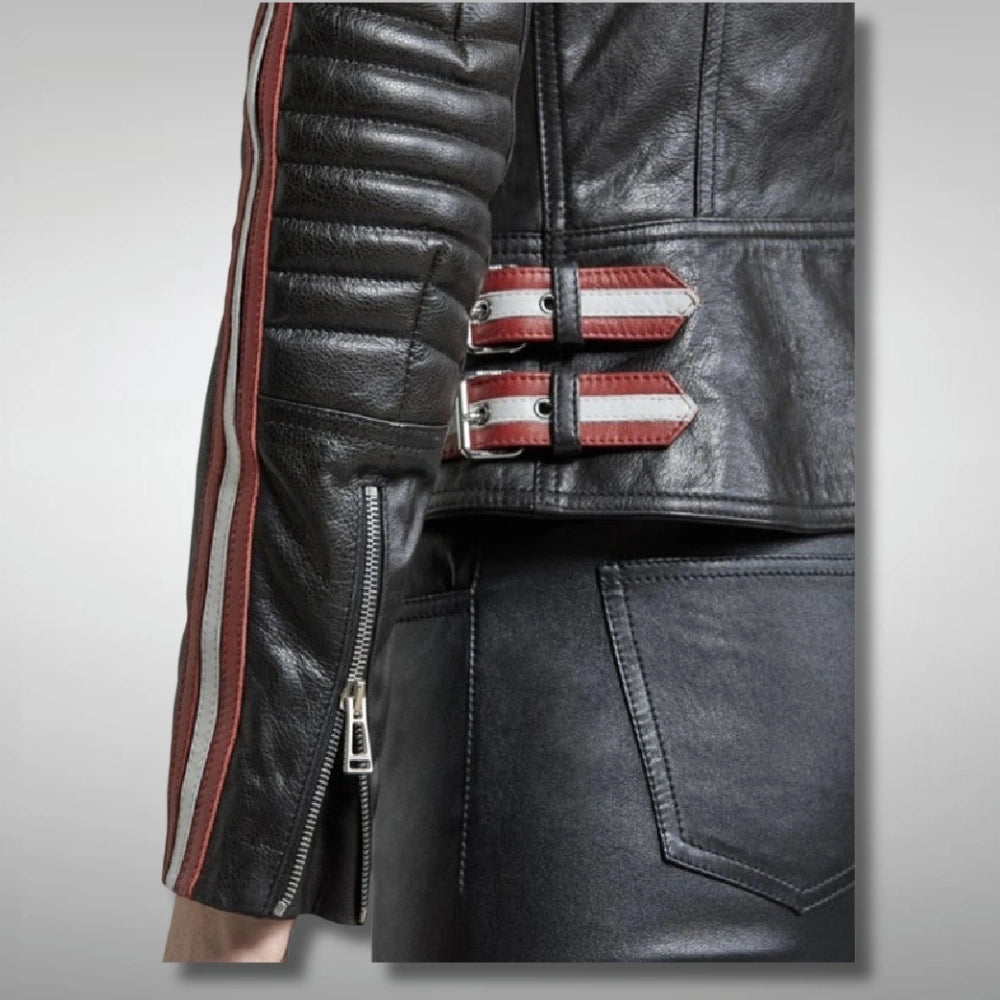 Women Red And White Stripe Jacket