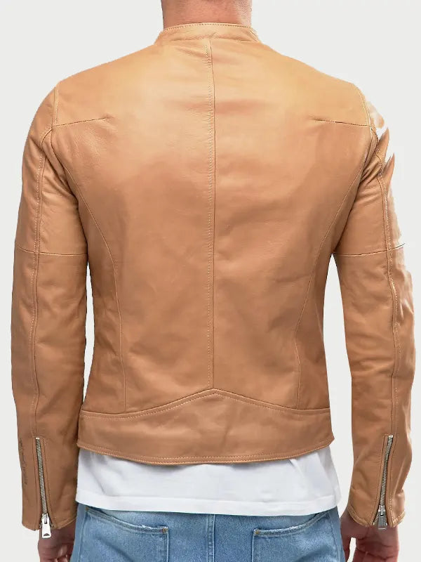 Mens Tan Brown Leather Jacket