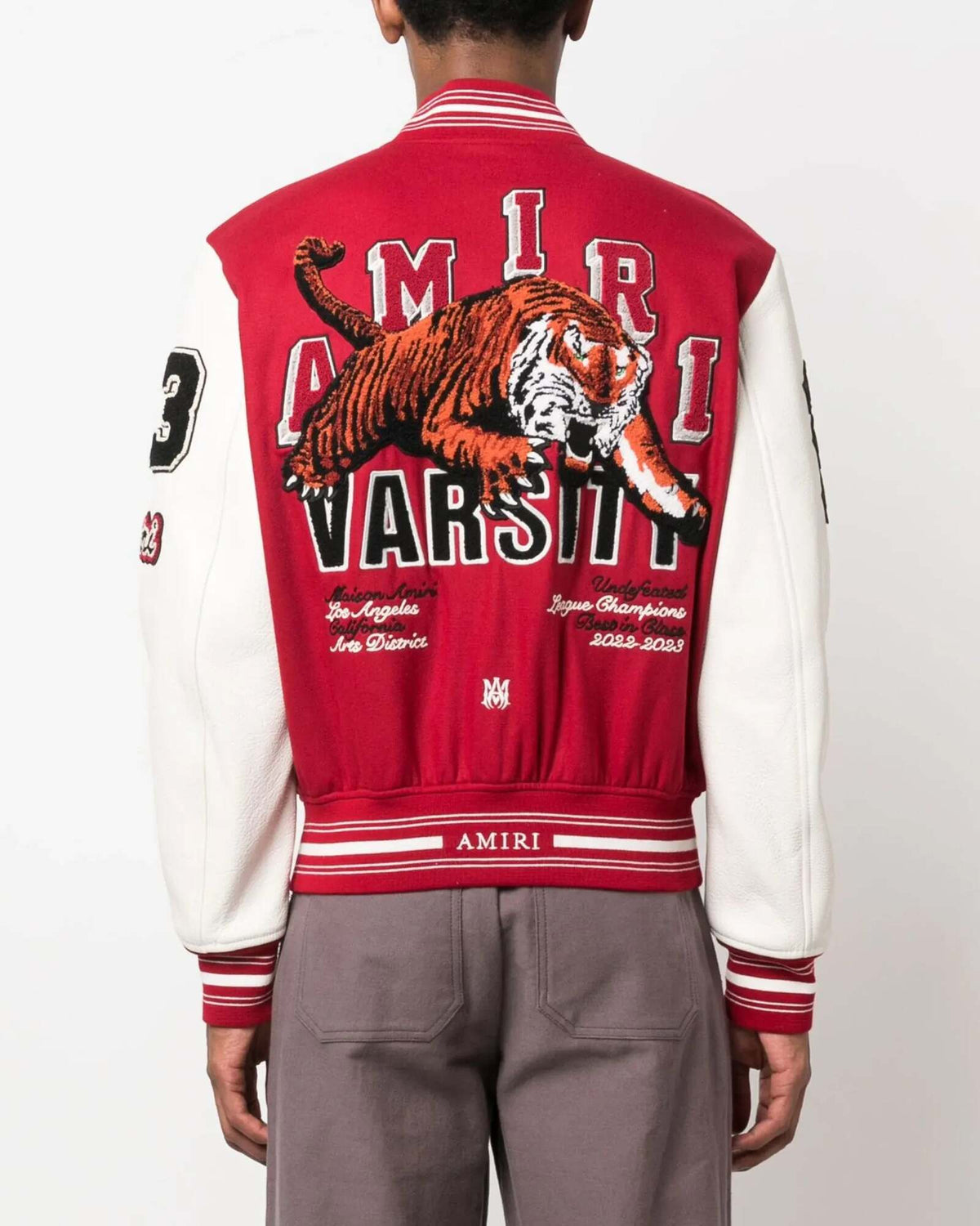 Amiri Red Varsity Bomber Jacket
