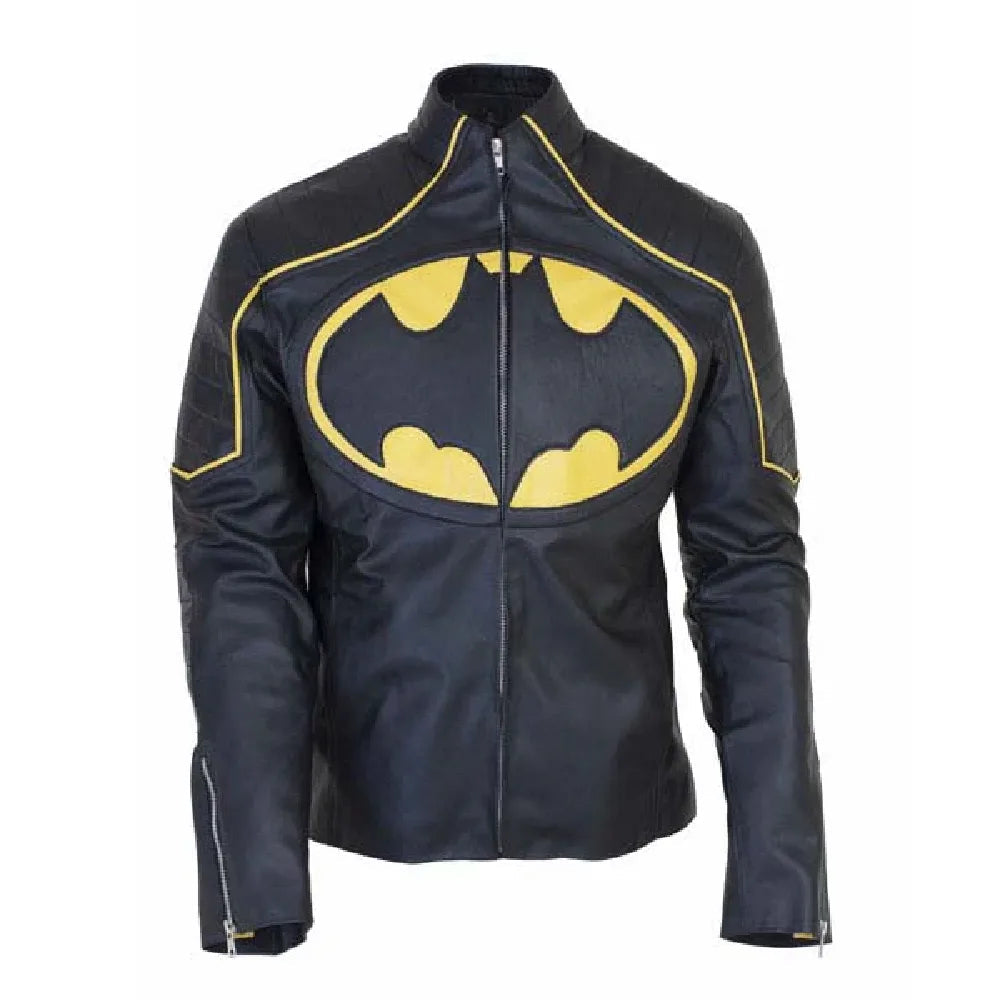 Batman Black and Yellow Motorcycle Leather Jacket