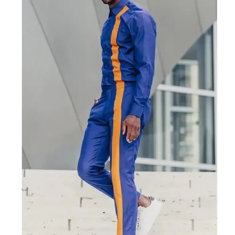 Bel-Air S1 E5 Will Smith Blue Yellow Stripe Pant Shirt Suit
