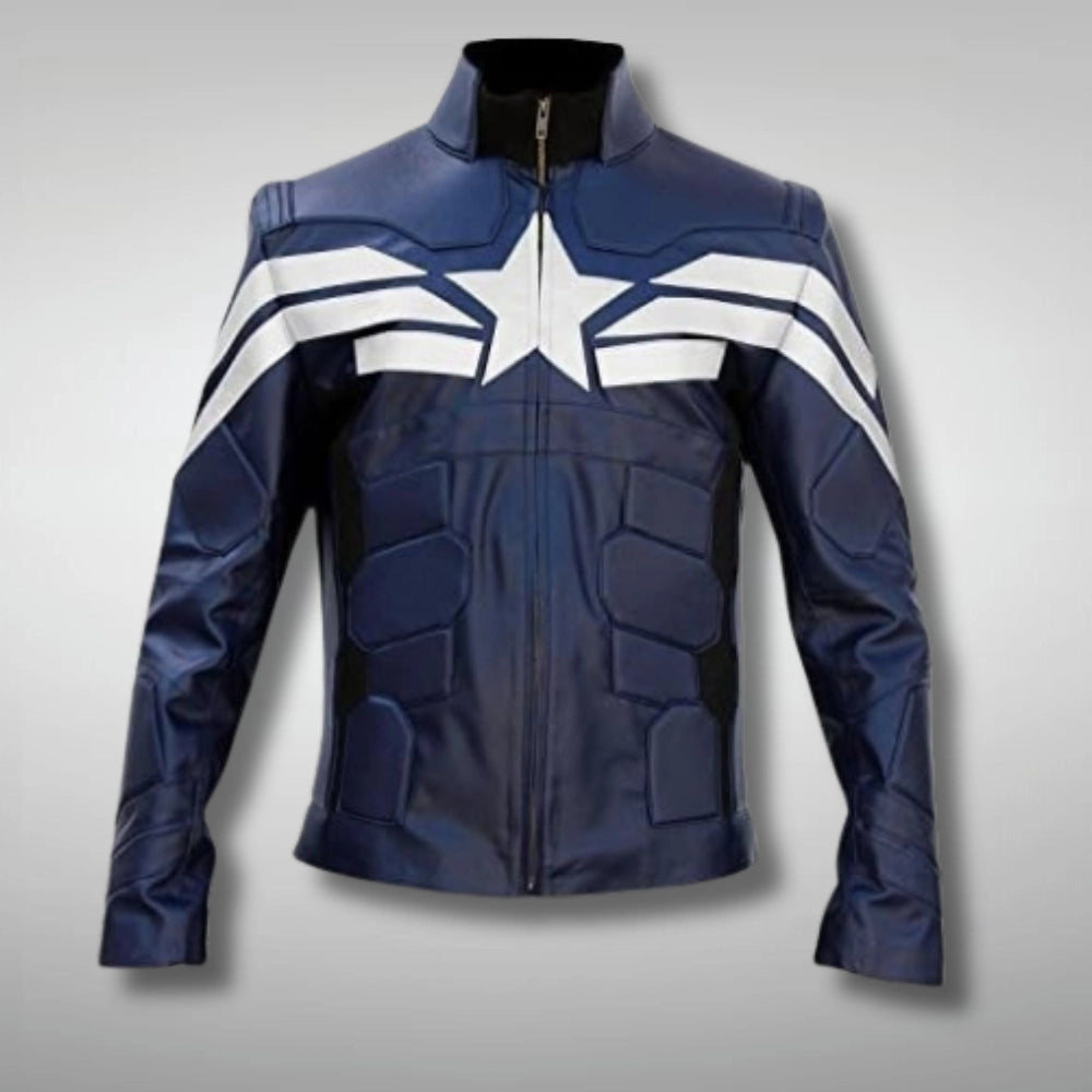 Captain America Winter Soldier Blue Leather Jacket