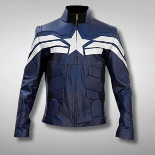Captain America Winter Soldier Blue Leather Jacket