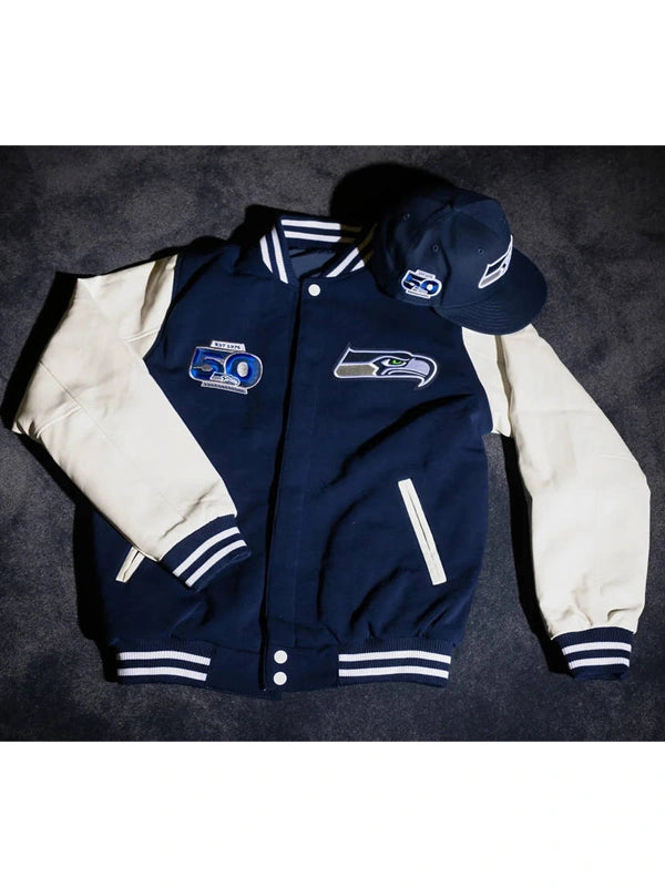 50th-Season-Seattle-Seahawks-Blue-White-Varsity-Jacket