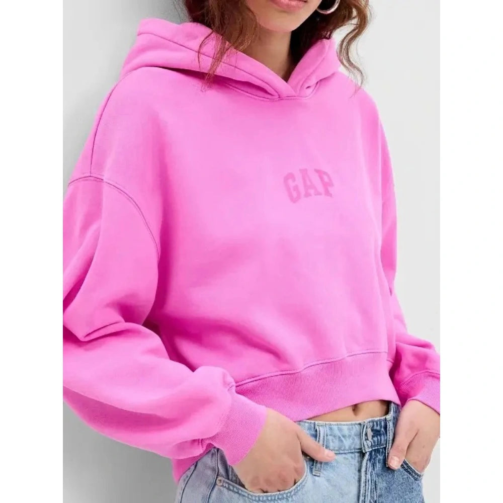 Pink Cropped Hoodie