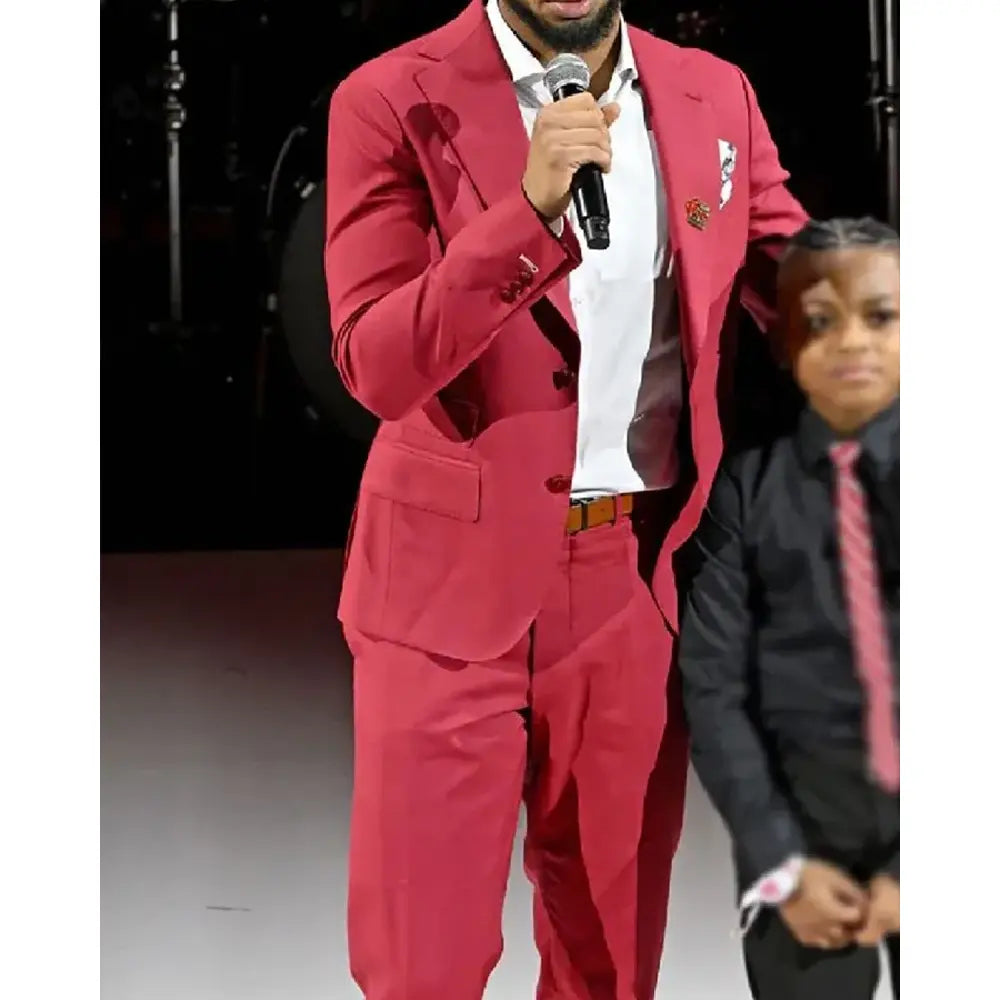 Super Bowl NFLPA red suit Damar Hamlin
