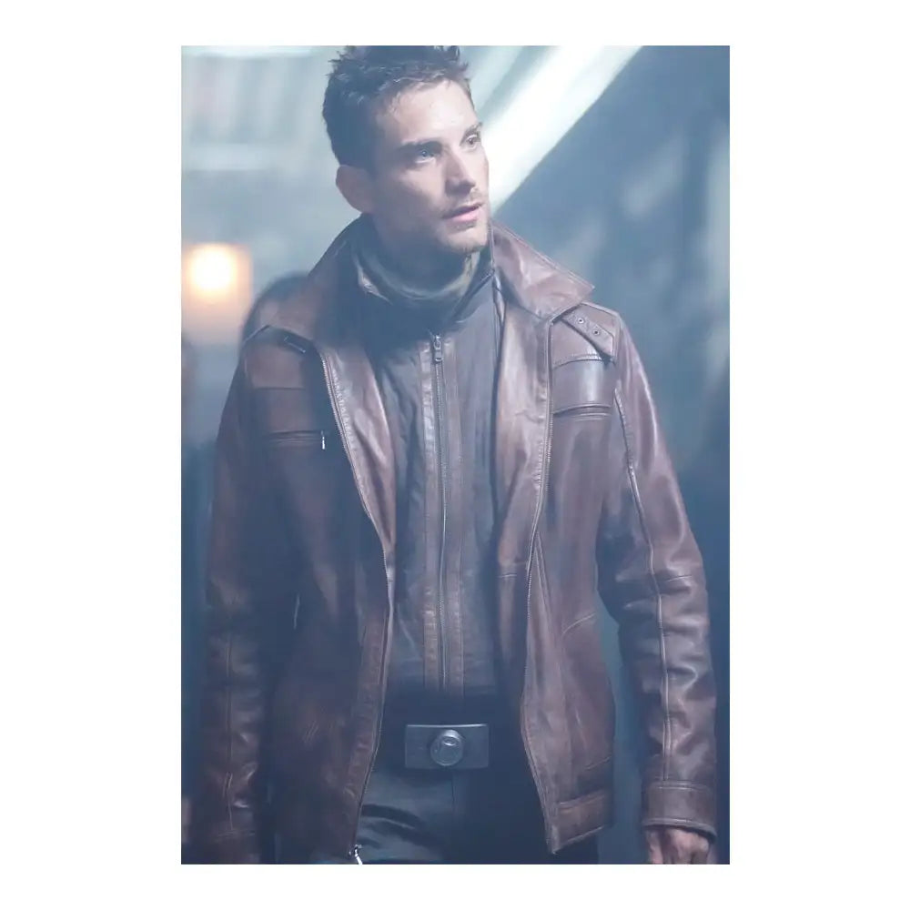Deke Shaw brown leather jacket
