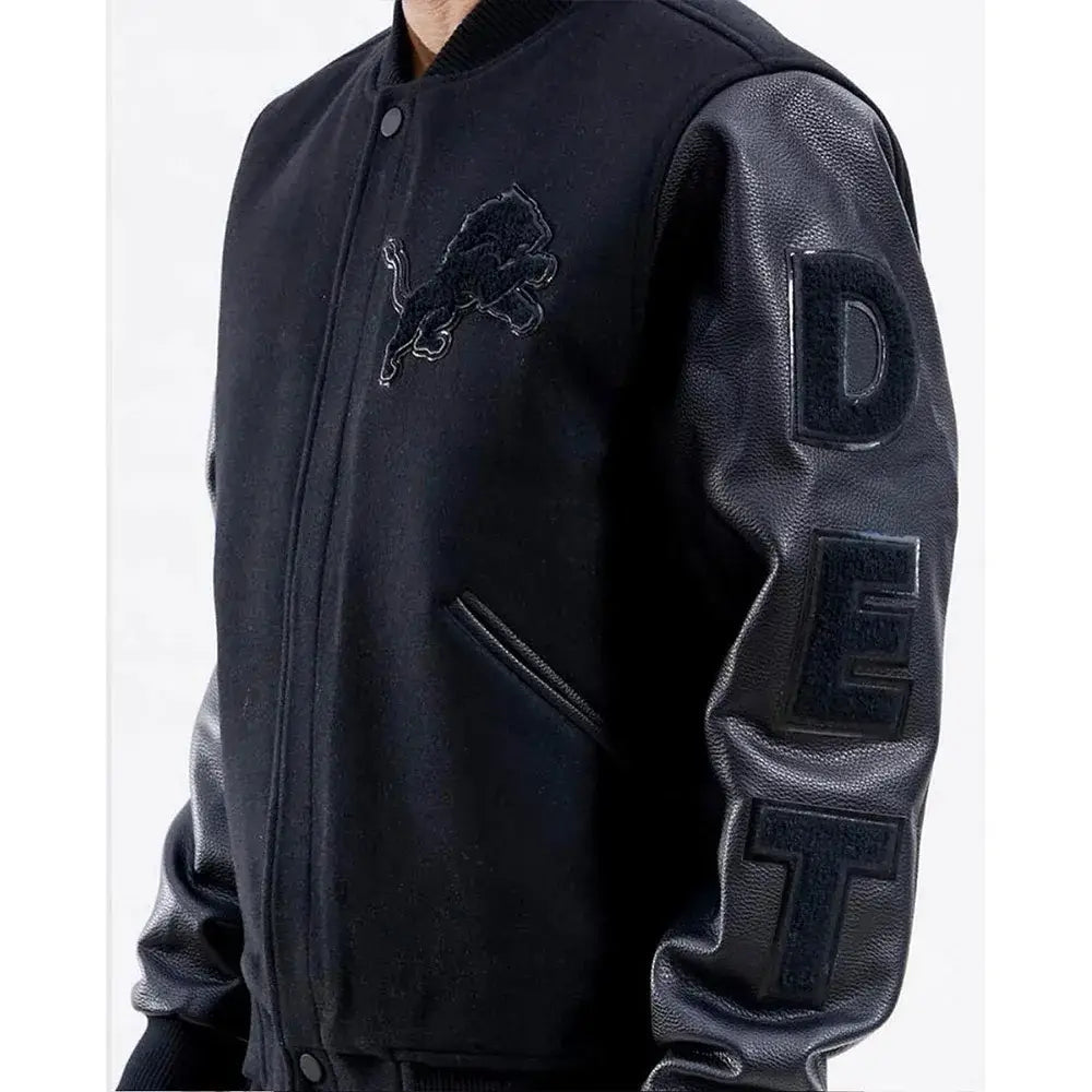 Detroit Lions Letterman Black Jacket