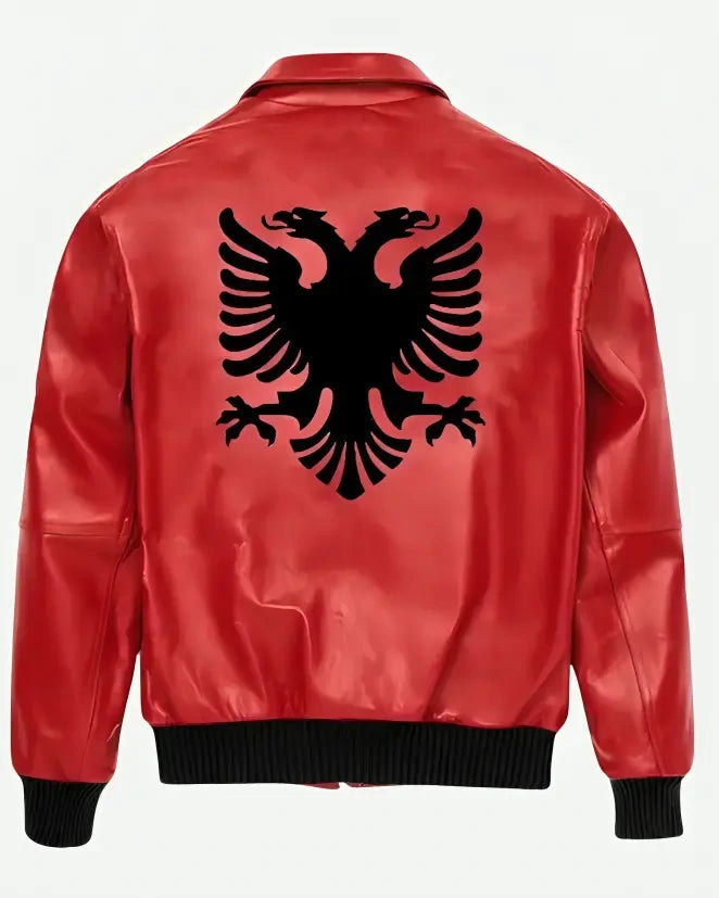 Drake Albanian Flag Red Leather Jacket