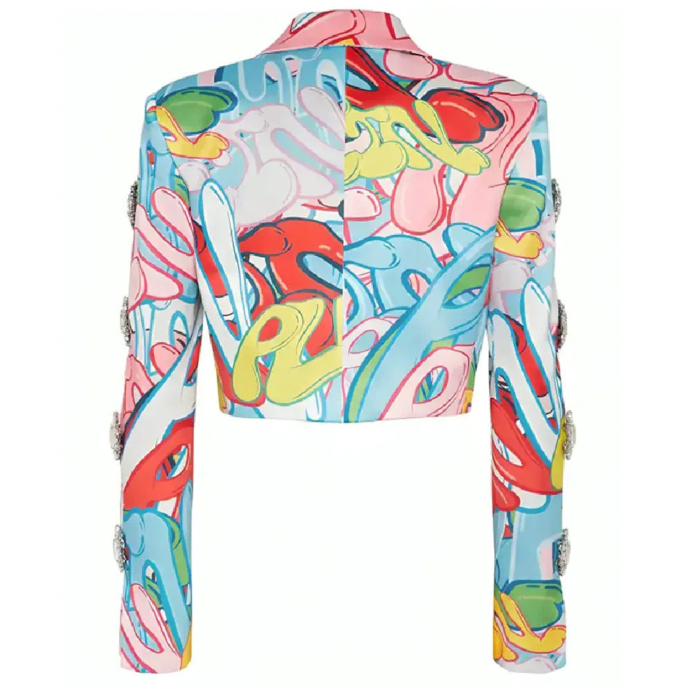 Mindy Chen graffiti spencer cropped jacket S04
