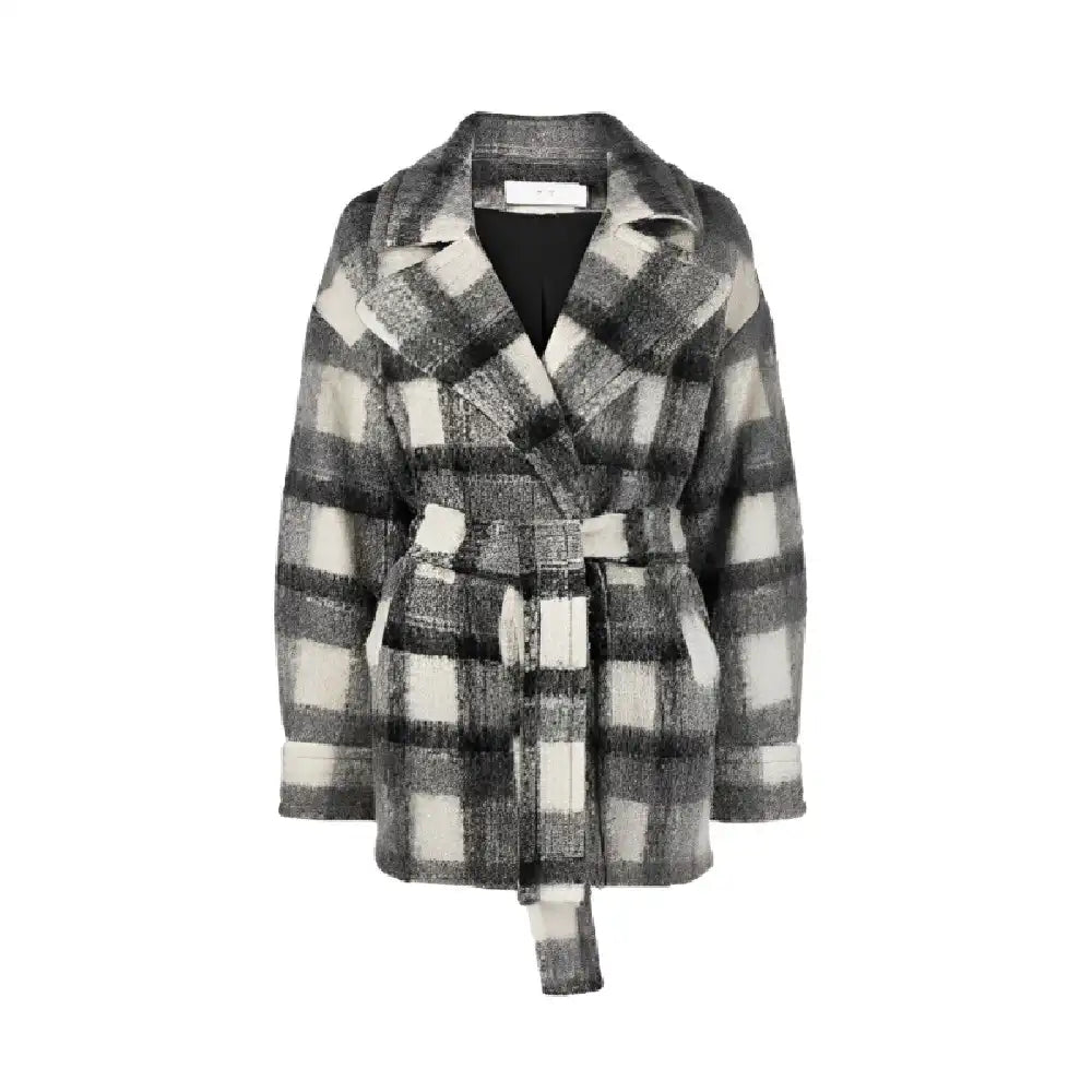 Genevieve checked plaid coat
