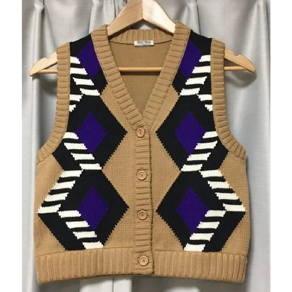 Emily In Paris Argyle Striped Vest