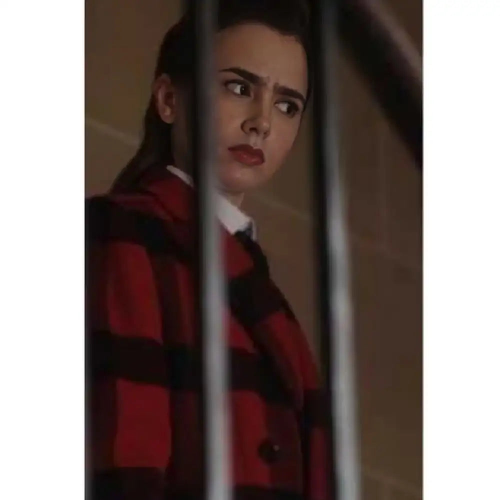 Emily In Paris S04 Lily Collins Plaid Wool Twill Coat
