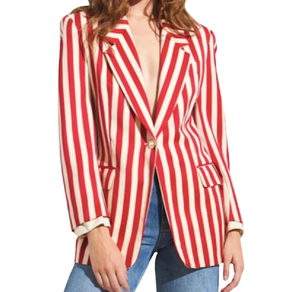  Emily In Paris S04 Lily Collins Red &amp; White Striped Blazer