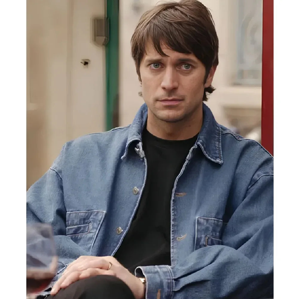 Gabriel Emily in Paris blue denim jacket

