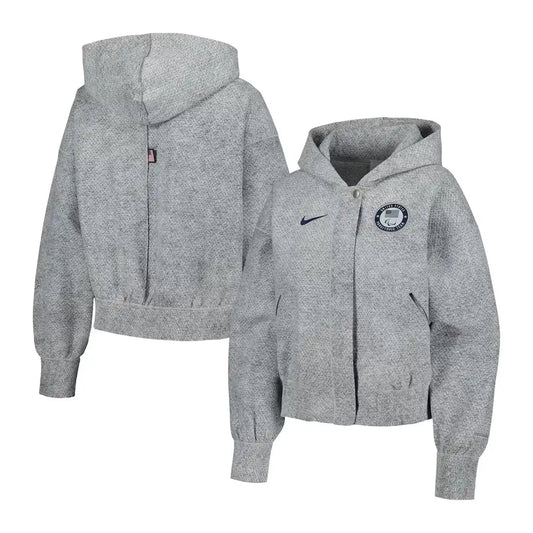 Gray US Paralympics 2024 Paralympics Oversized Cropped Hooded Jacket