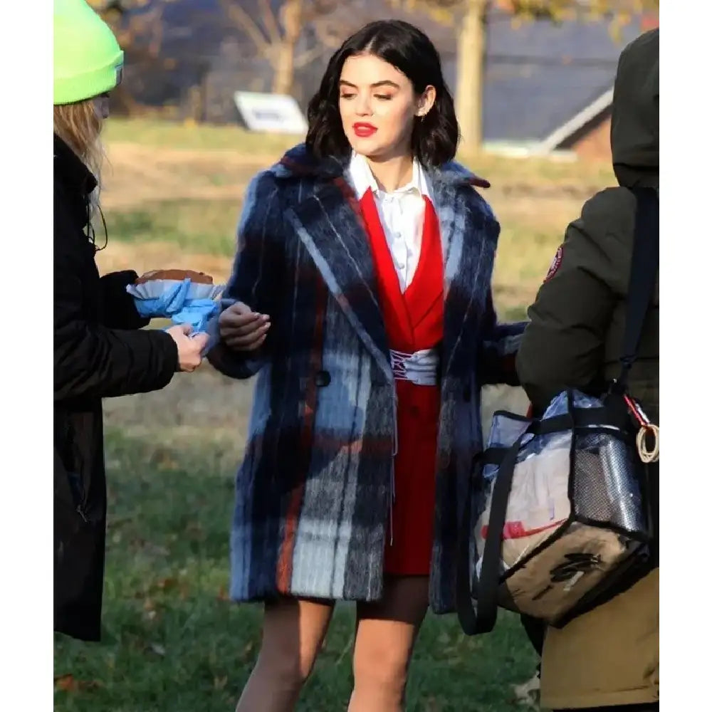 Lucy Hale Katy Keene Checked Coat
